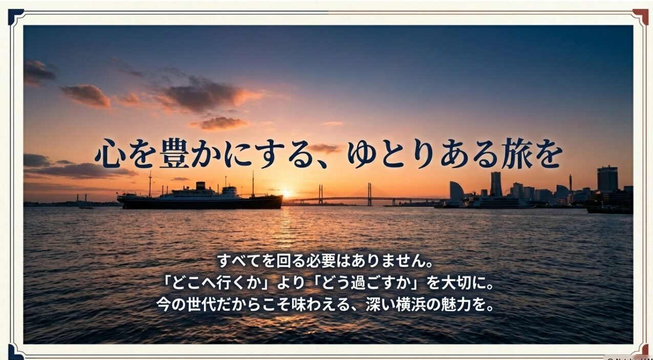 「どこへ行くか」より「どう過ごすか」を大切に。今の世代だからこそ味わえる横浜の魅力を伝えるメッセージ。