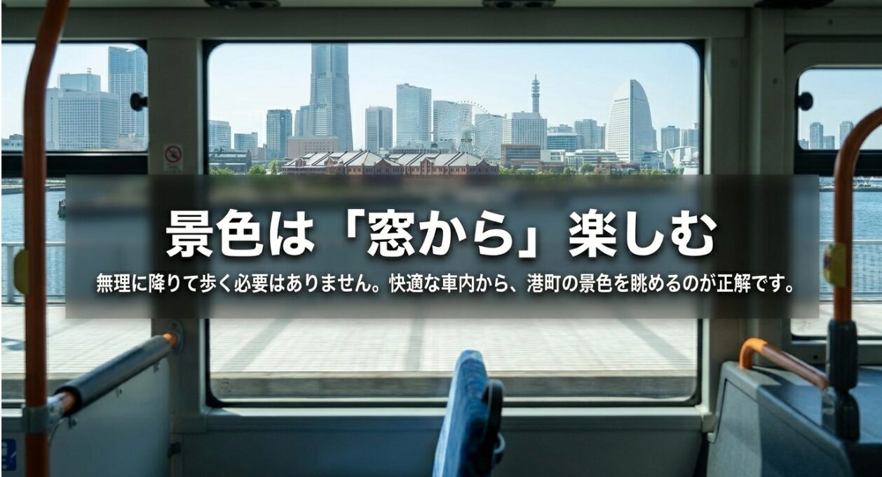 ベイサイドブルーの車窓から景色を楽しむ歩かない横浜観光のコンセプト