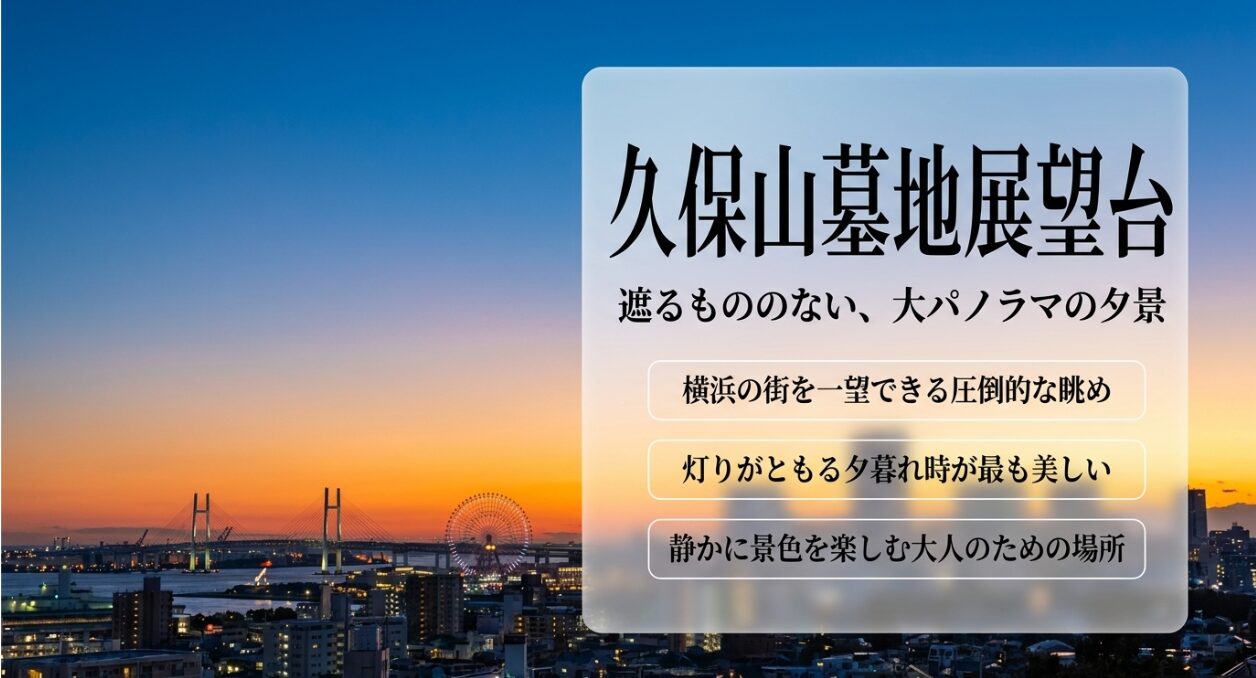 久保山墓地展望台から一望できる横浜のパノラマ夕景