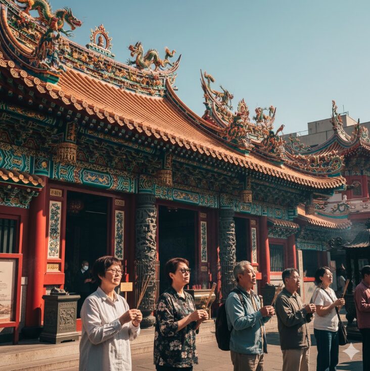 横浜中華街にある関帝廟の荘厳な外観