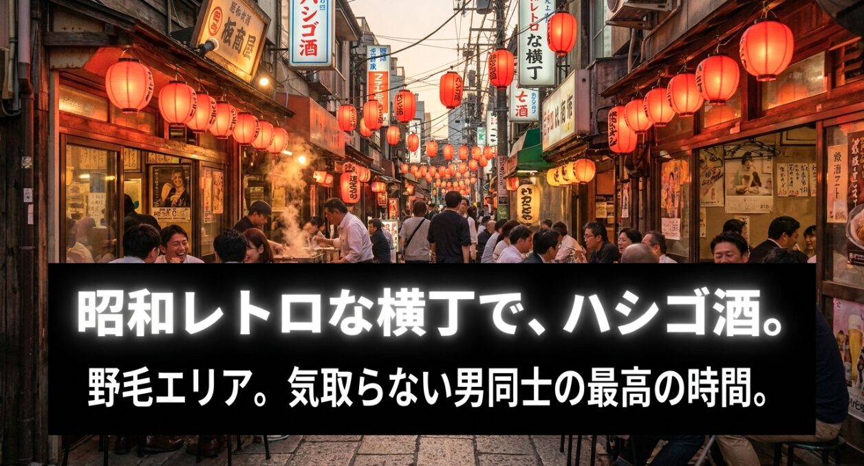 昭和レトロな横丁で、ハシゴ酒。野毛エリア。気取らない男同士の最高の時間。