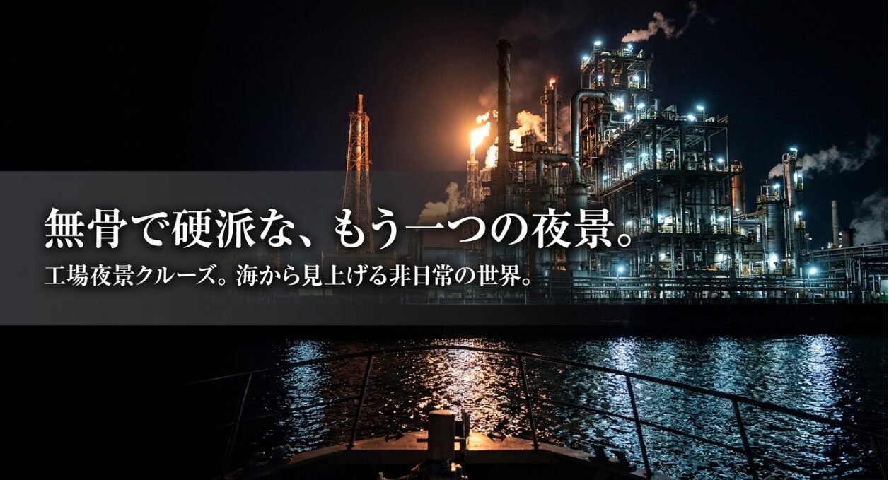 無骨で硬派な、もう一つの夜景。工場夜景クルーズ。海から見上げる非日常の世界。