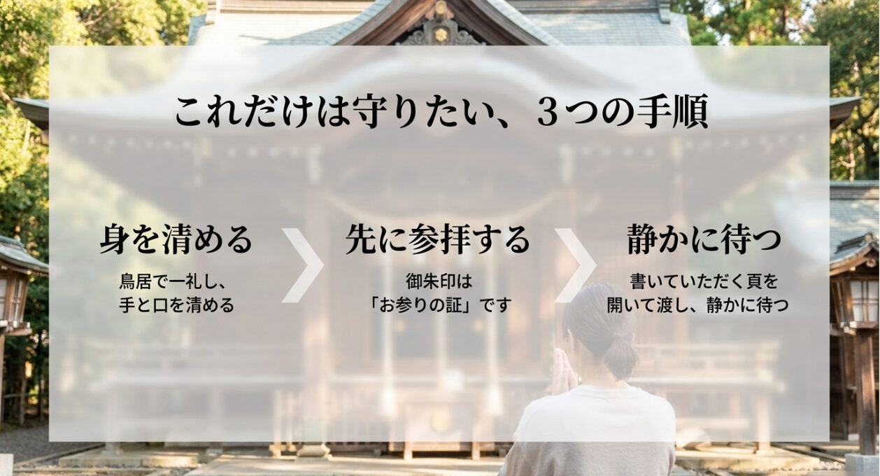 れだけは守りたい、3つの手順（身を清める、先に参拝する、静かに待つ）