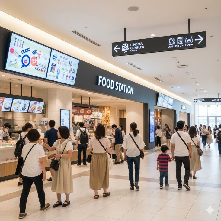 シネマコンプレックスやアミューズメント施設への案内
