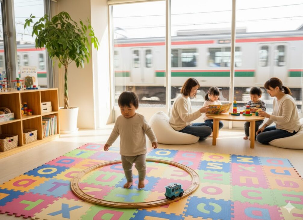 シャララカフェの明るく広々としたキッズスペース