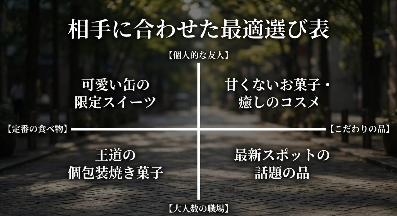 個人的な友人や大人数の職場など、相手に合わせた横浜土産の最適選び表