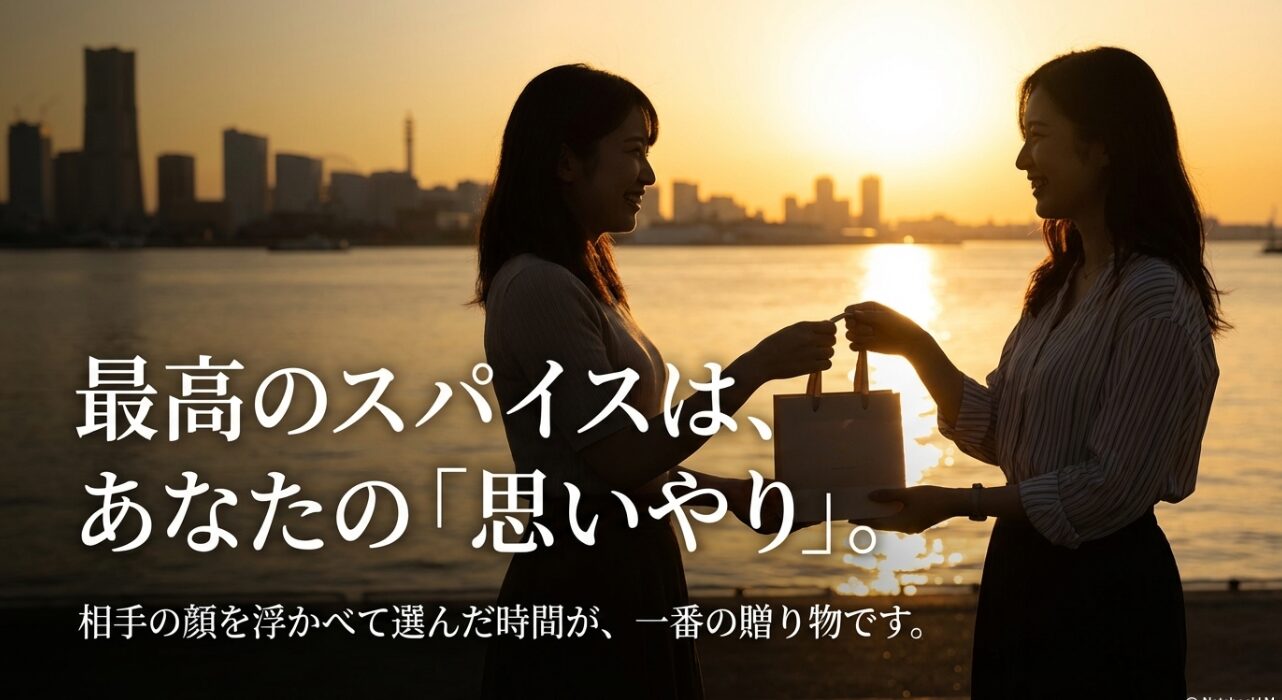 最高のスパイスは思いやりであり、相手の顔を浮かべて選んだ時間が一番の贈り物になる