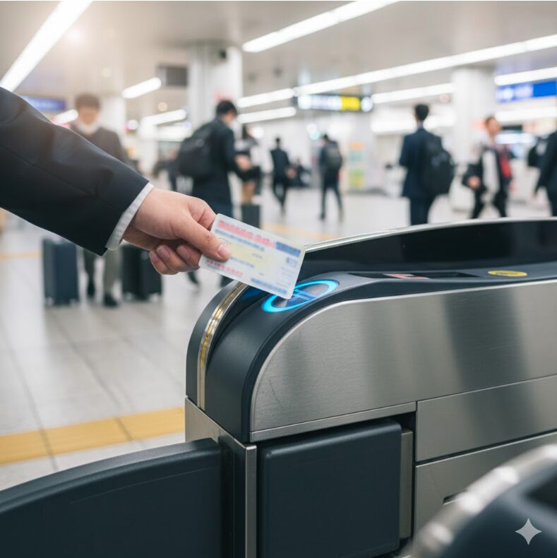 交通系ICカードで京急線の改札をスムーズに通過する利用者の手元