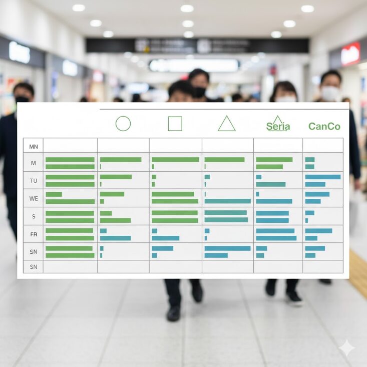 営業時間がまとめられた比較表を表現
