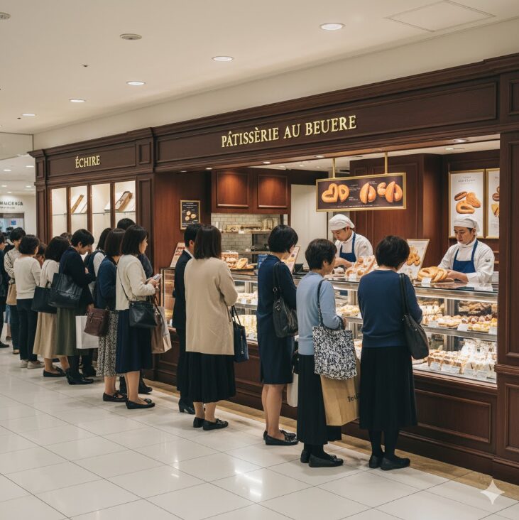 横浜高島屋にあるエシレ・パティスリー オ ブールに行列を作って並ぶ日本人客