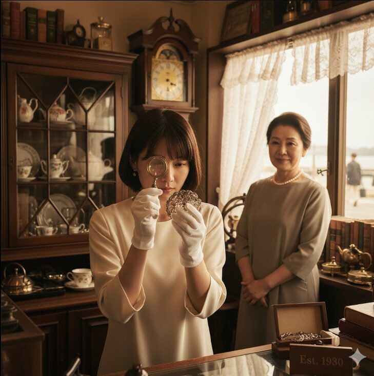 趣のあるアンティークショップの店内。