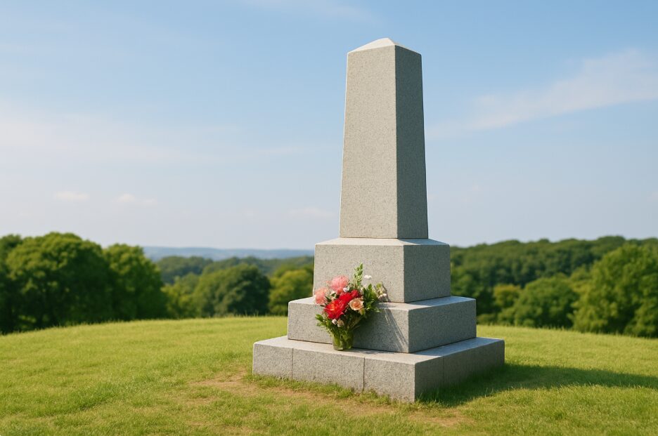 こどもの国の丘の上に静かに建つ、平和を祈念する石造りの慰霊碑。