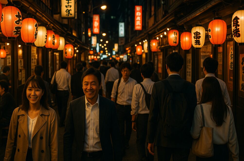 新横浜駅北口周辺の居酒屋街。