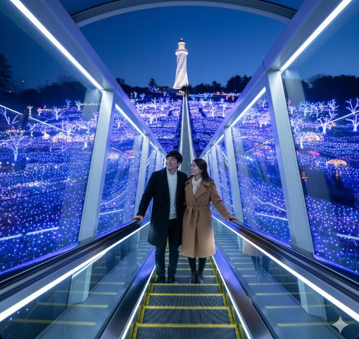 江ノ島の急な階段をスムーズに登るための有料エスカレーター「エスカー」。