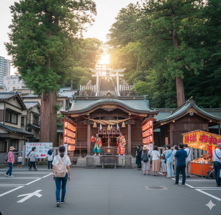 賑やかな上大岡駅から鹿嶋神社へ向かう、徐々に静かになる住宅街の坂道を登る歩きやすい靴を履いた日本人女性の様子。