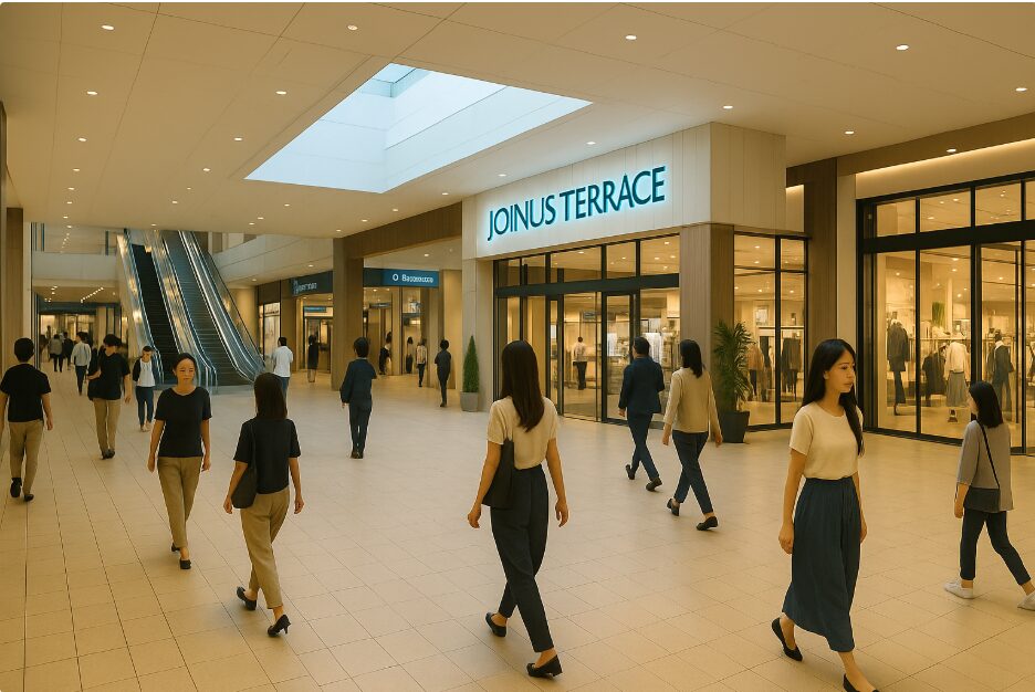 雨の日でも快適に過ごせる、駅直結の「ジョイナステラス二俣川」の広々とした屋内ショッピングモール。