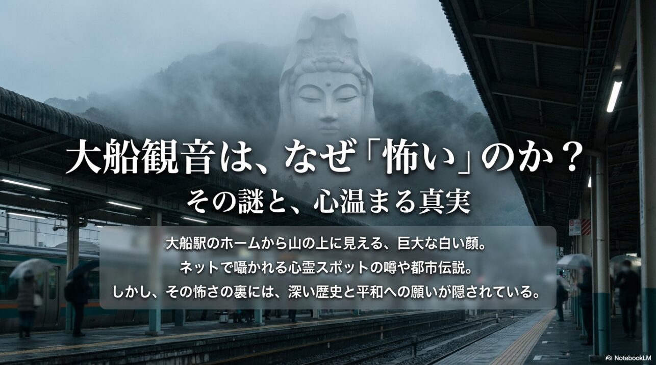大船観音がなぜ怖いと言われるのか、その謎と心温まる真実を解説するアイキャッチ画像
