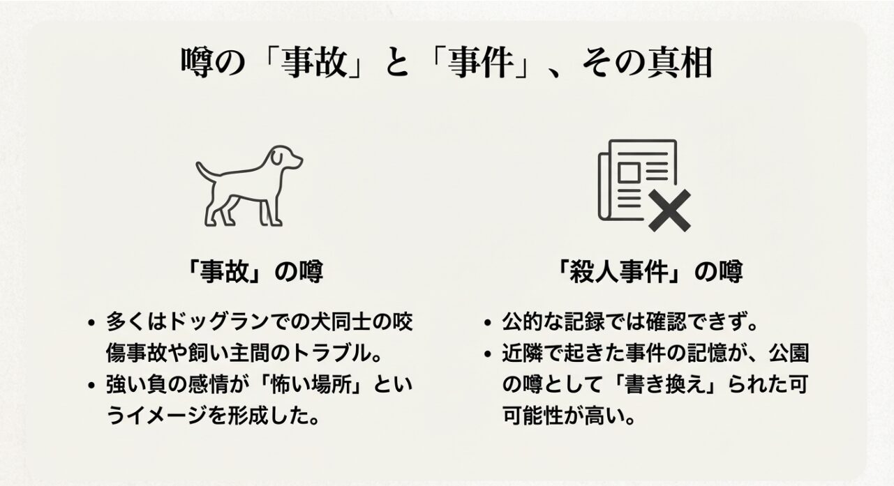 ドッグランでの咬傷事故や、公的に確認されていない殺人事件の噂に関する真相まとめ