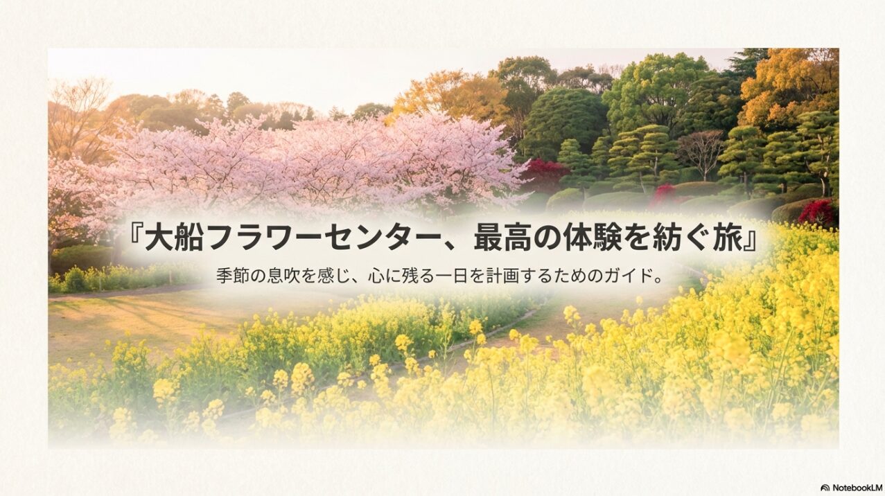 大船フラワーセンターでの最高の体験を紡ぐ旅と題されたガイドの表紙画像