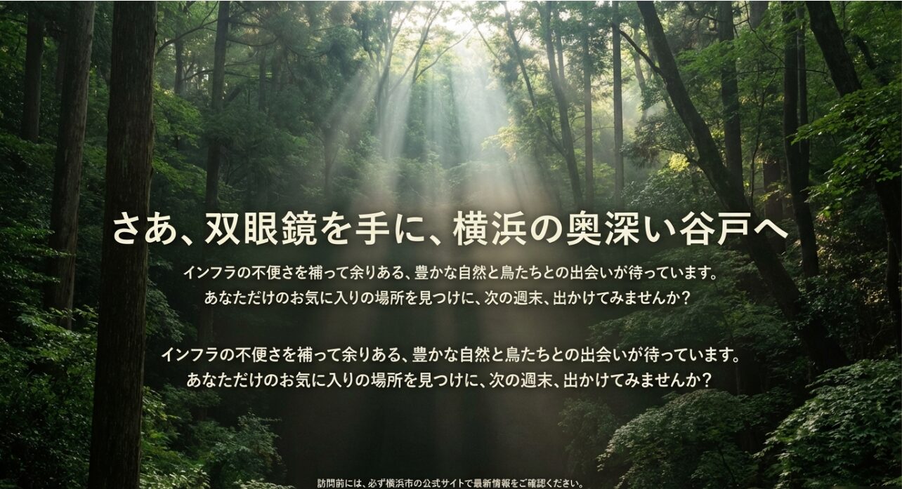次の週末に双眼鏡を持って瀬上の谷戸へ出かけることを促すメッセージ