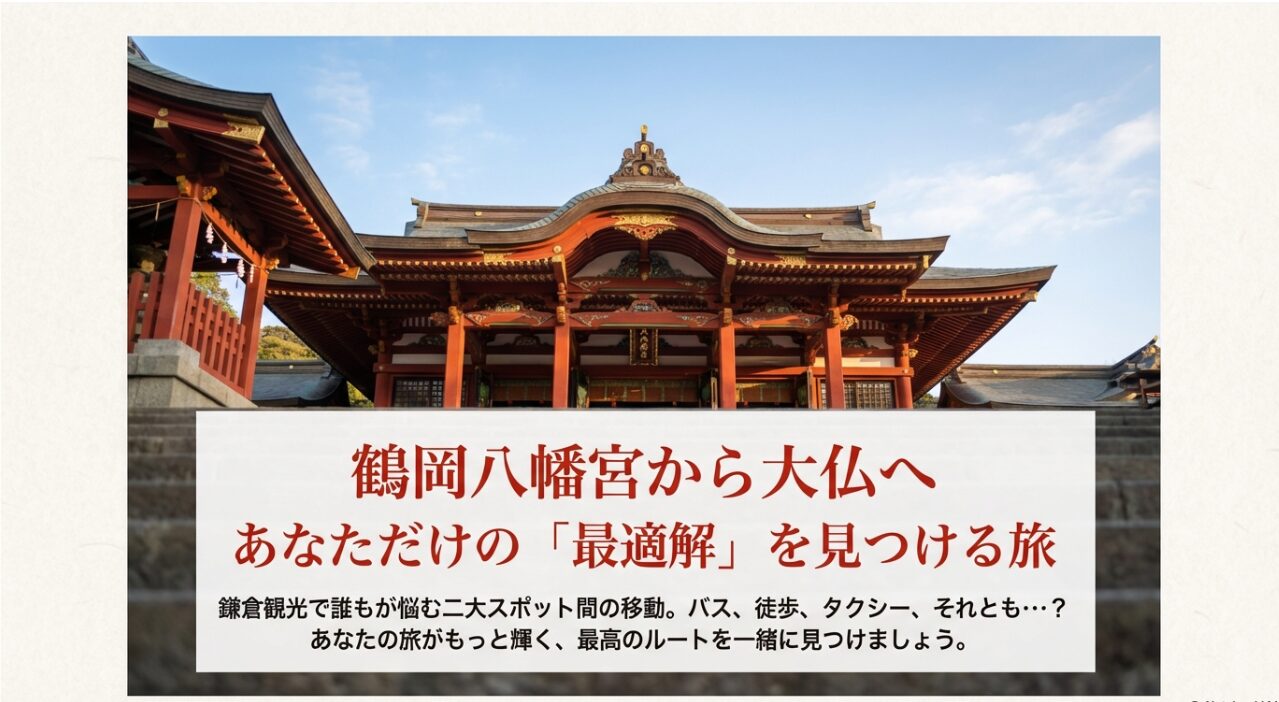 鶴岡八幡宮から大仏へ あなただけの『最適解』を見つける旅」というタイトルのスライド画像。