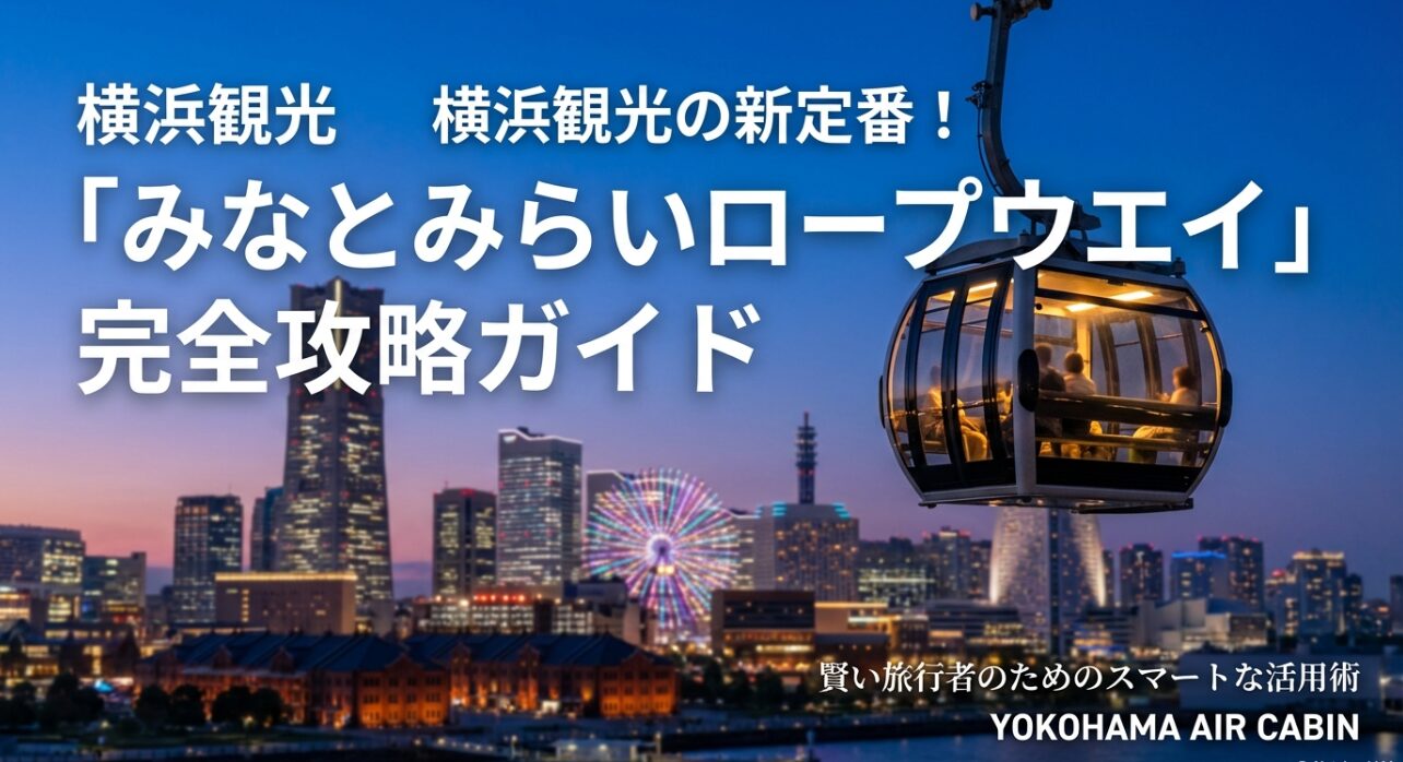 横浜観光の新定番、みなとみらいロープウェイ「YOKOHAMA AIR CABIN」の攻略ガイドスライドの表紙。