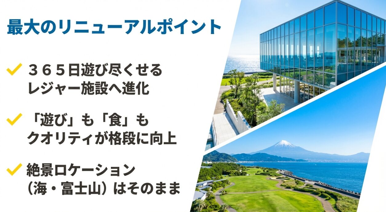 365日遊び尽くせるレジャー施設へ進化。遊びも食もクオリティが向上し、絶景ロケーションはそのまま。