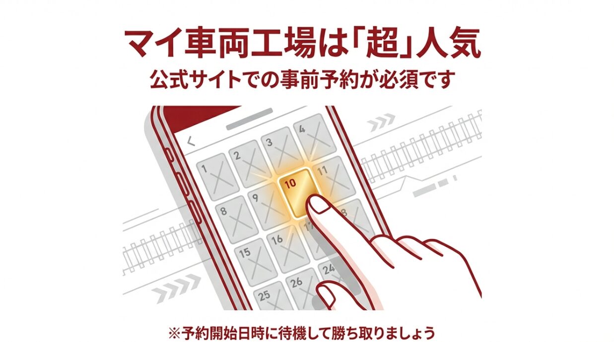 マイ車両工場は超人気のため公式サイトでの事前予約が必須。