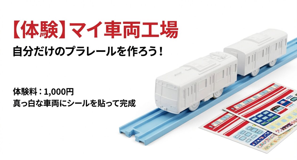 マイ車両工場体験。体験料1,000円で自分だけのプラレールを作れる