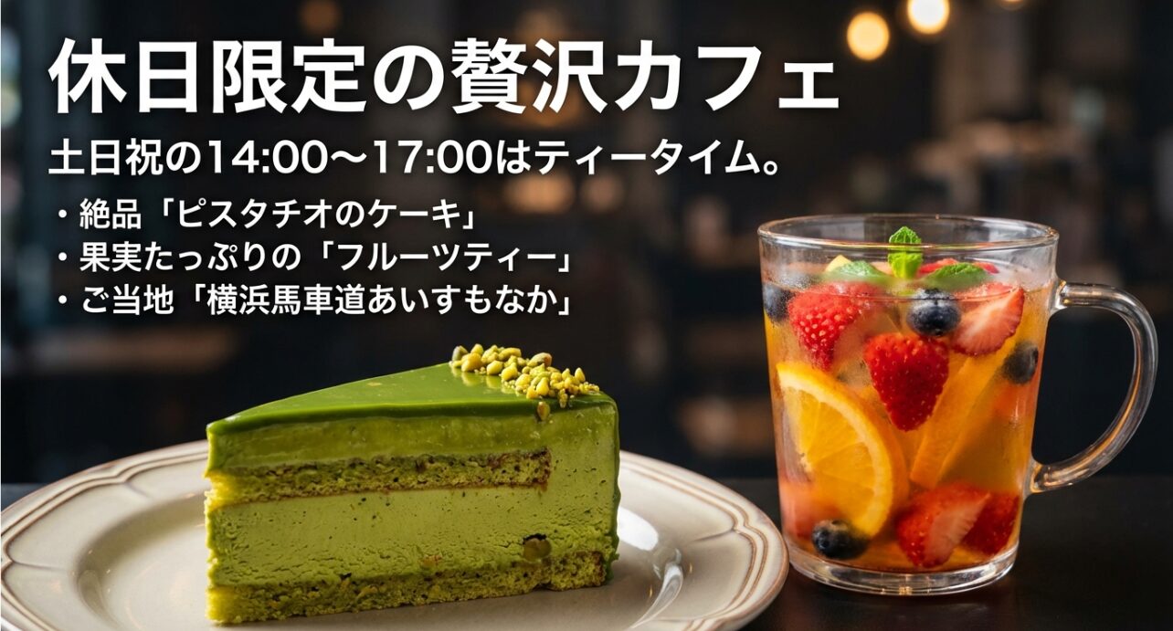 ピスタチオのケーキやフルーツティーなど、休日限定のカフェメニュー紹介