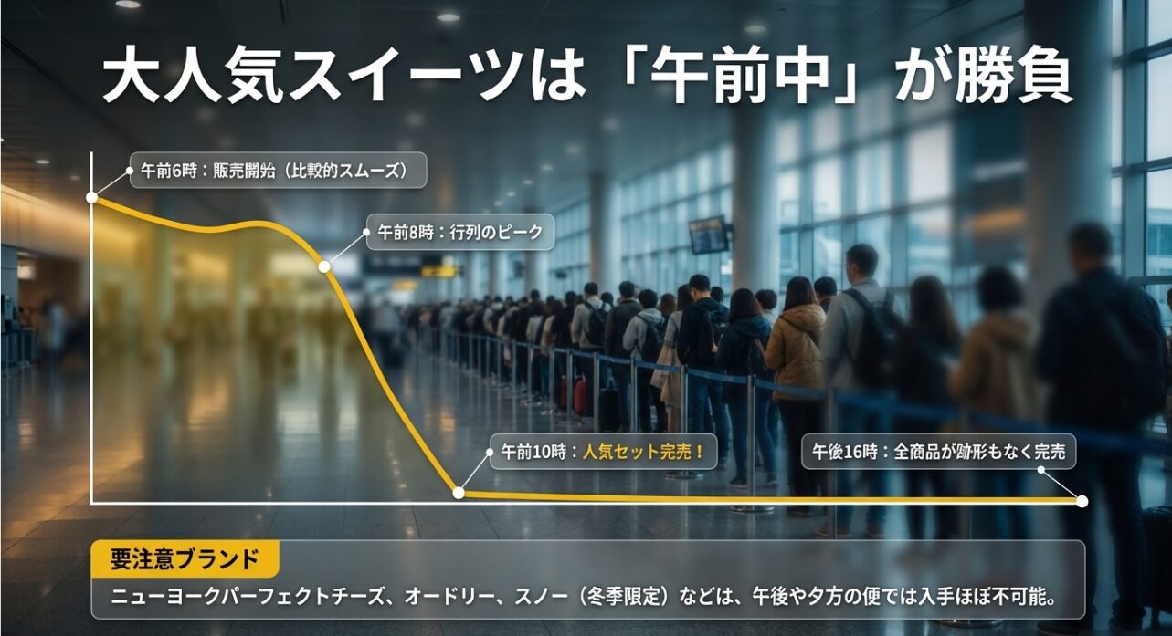 ニューヨークパーフェクトチーズなど人気スイーツの午前中完売タイムライン