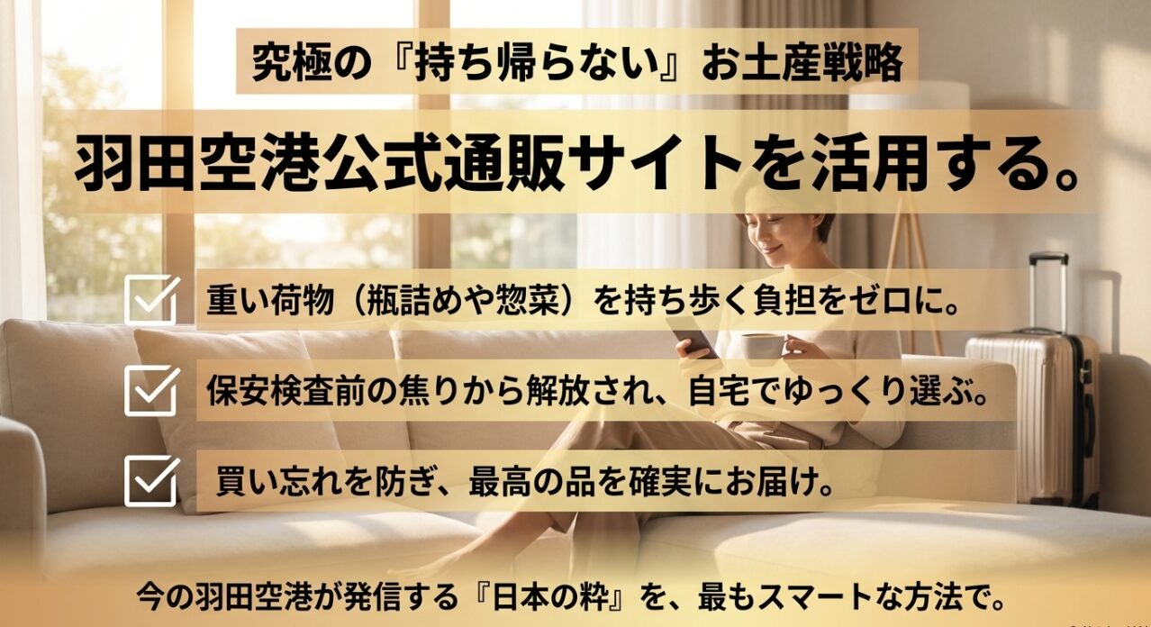 重い荷物の負担をゼロにし、買い忘れを防ぐ羽田空港公式通販サイトの活用メリット