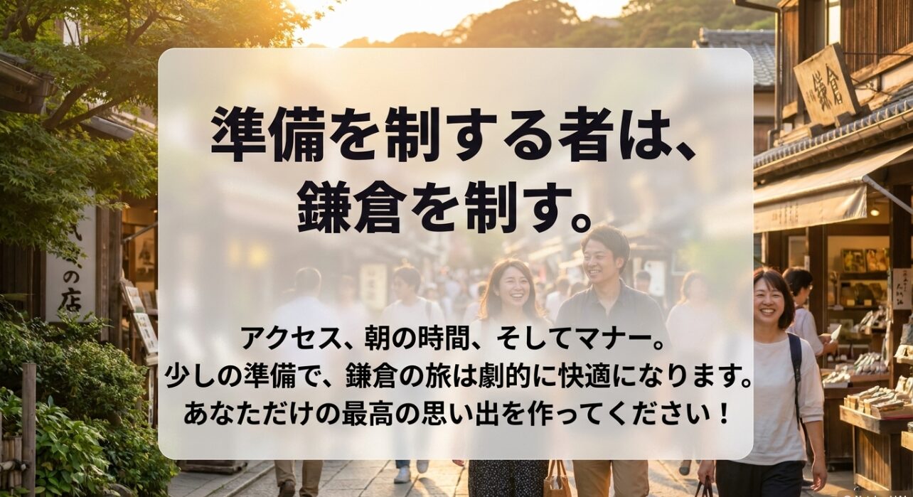 鎌倉観光のまとめとなるスライド画像です。