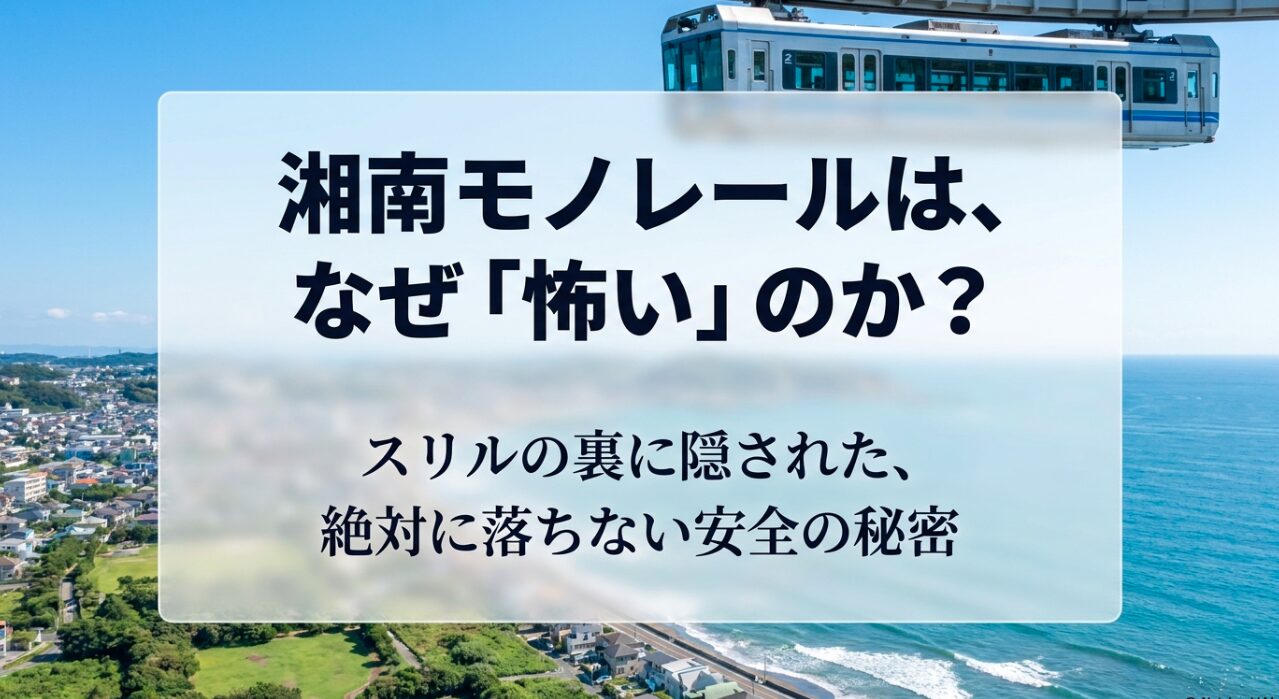 湘南モノレールはなぜ怖いのか？スリルの裏に隠された絶対に落ちない安全の秘密を解説したスライドの表紙画像