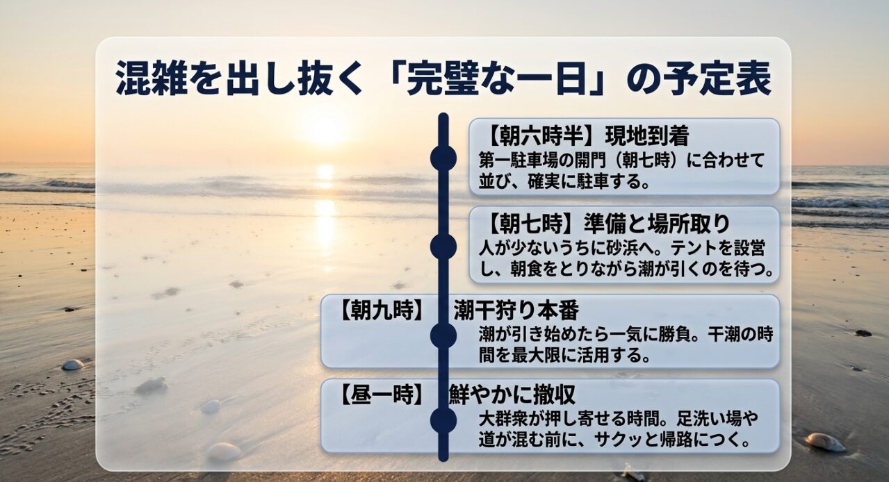 潮干狩り 混雑回避のタイムスケジュール