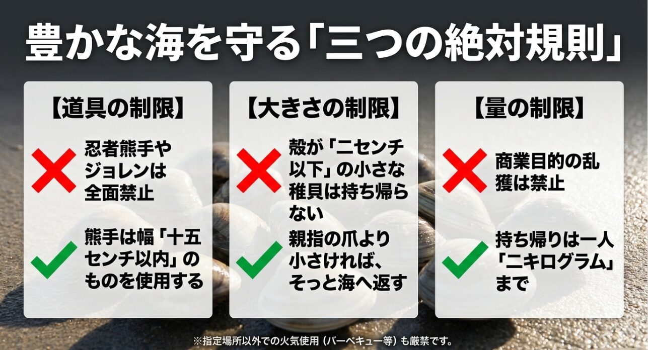 野島公園の潮干狩り 3つの絶対ルール