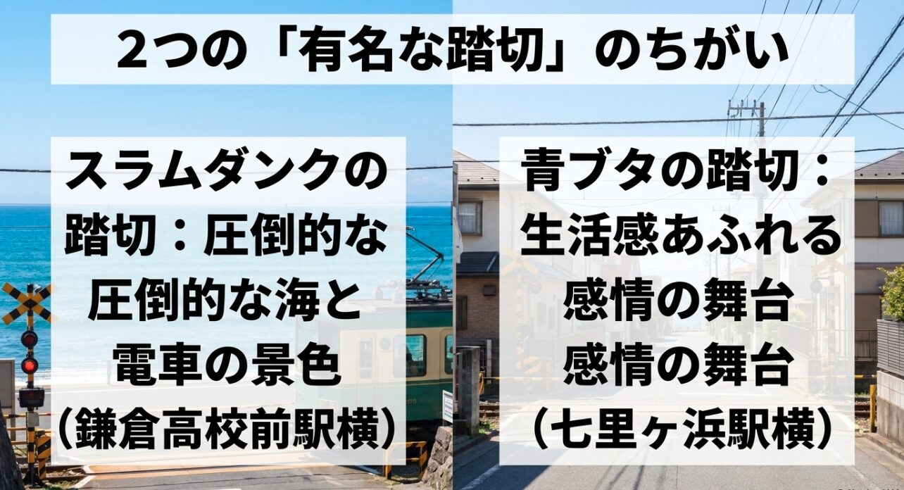 スラムダンクの踏切と青ブタの踏切の特徴と違いの解説