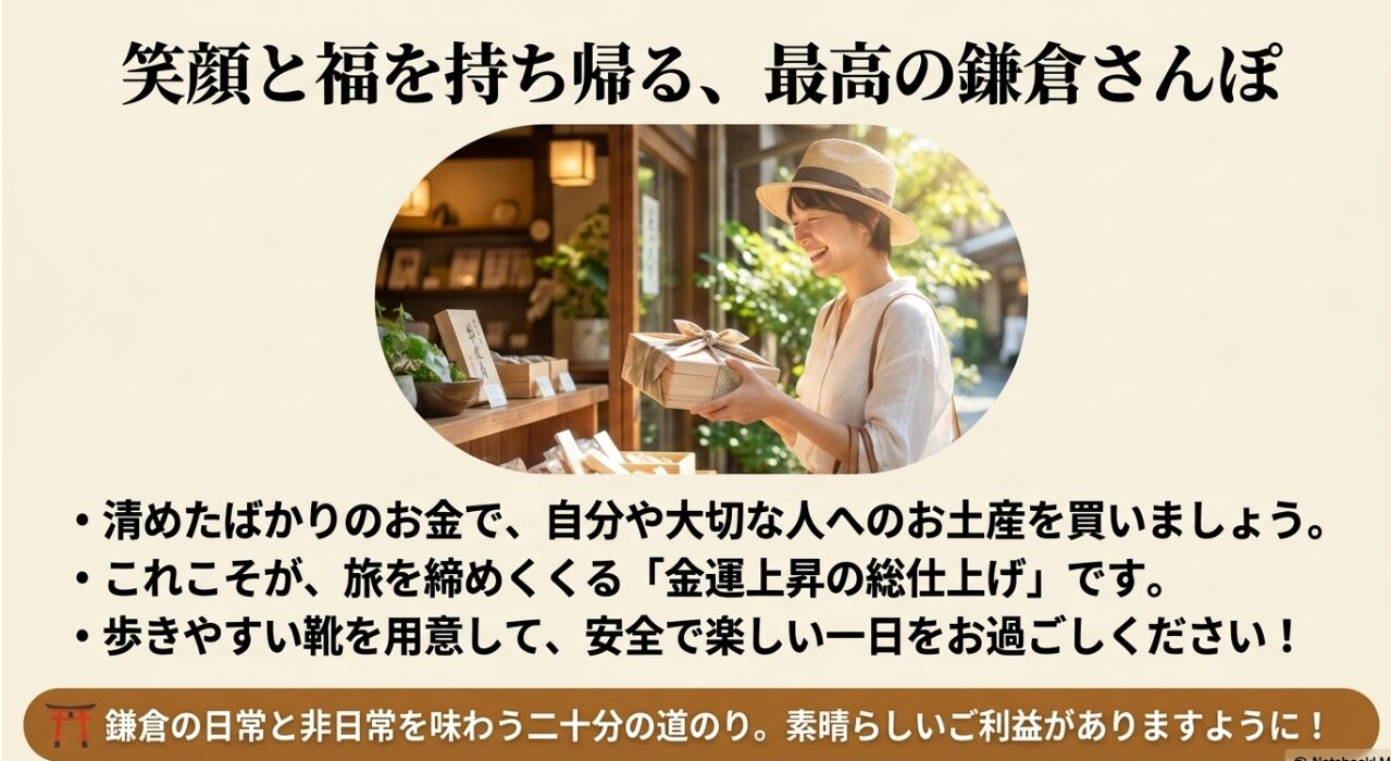 清めたお金で鎌倉のお土産を買って金運上昇の総仕上げ