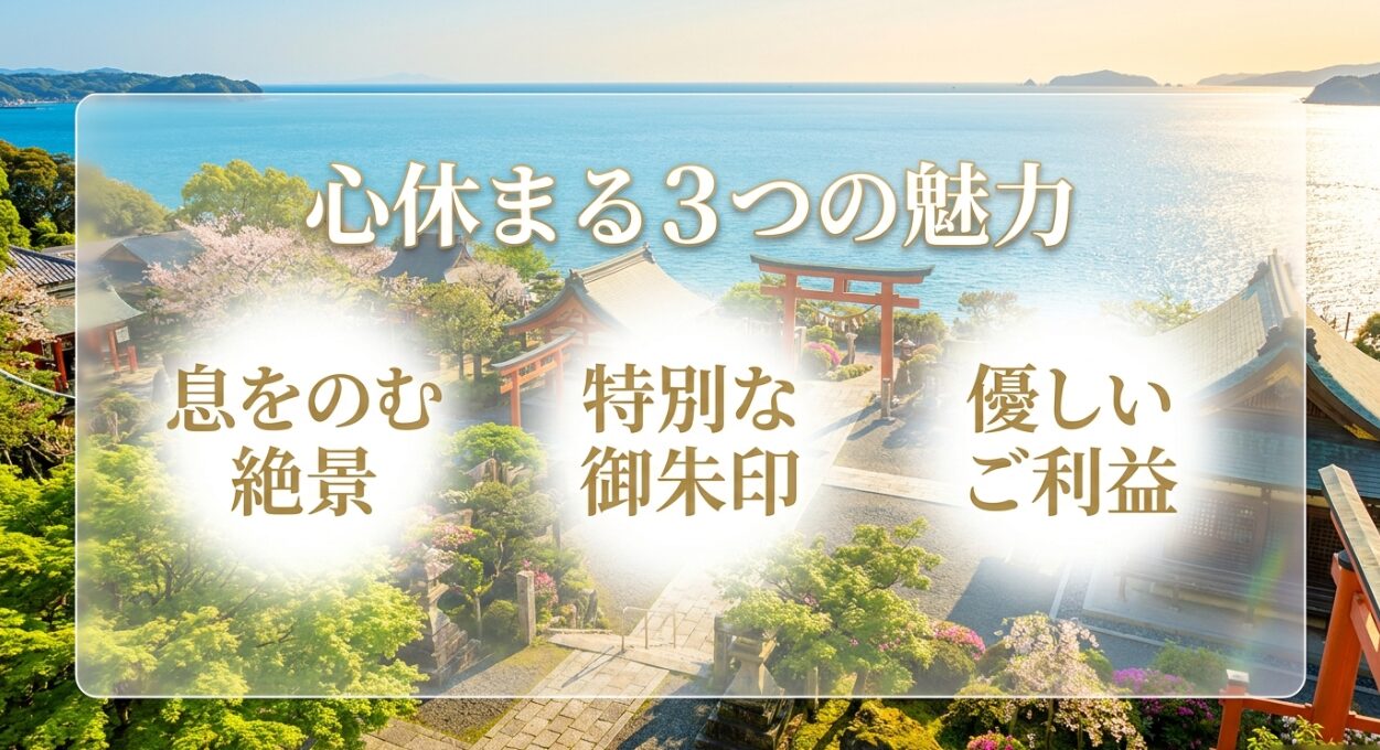 森戸大明神の3つの魅力。息をのむ絶景、特別な御朱印、優しいご利益。