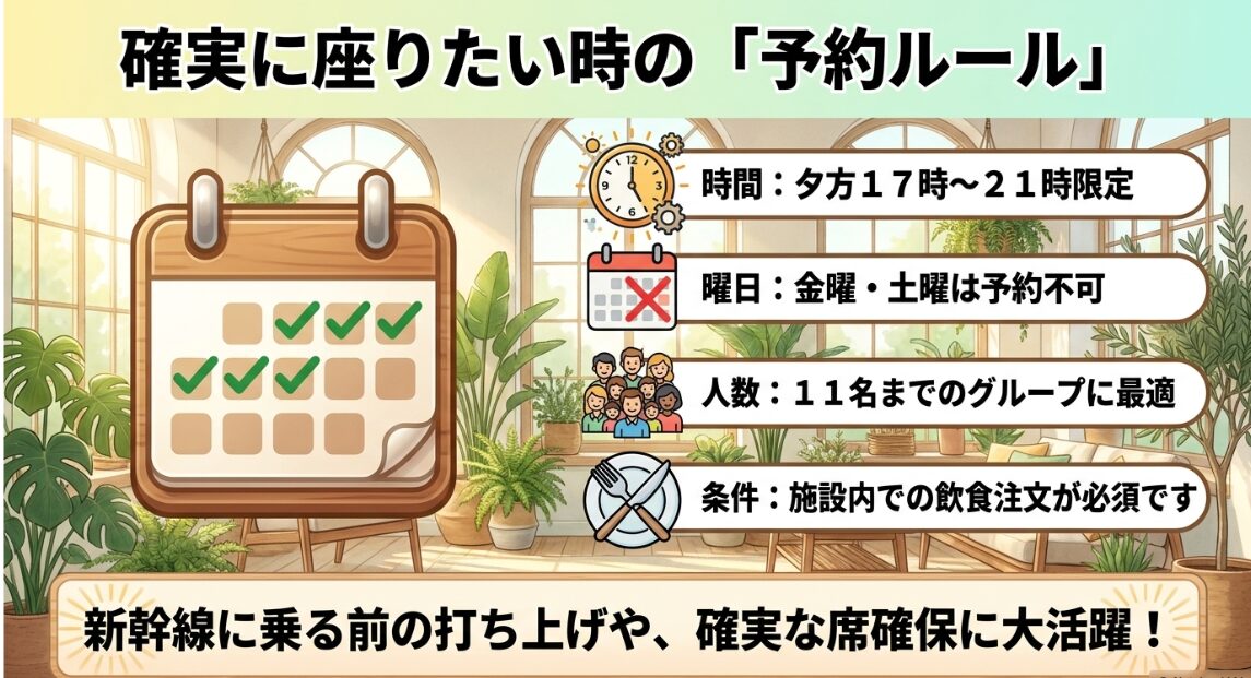 ヤエスパブリックの座席予約システムとルール