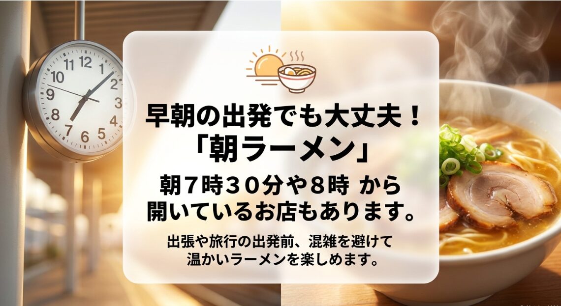 朝7時30分や8時から開いている朝ラーメンの案内