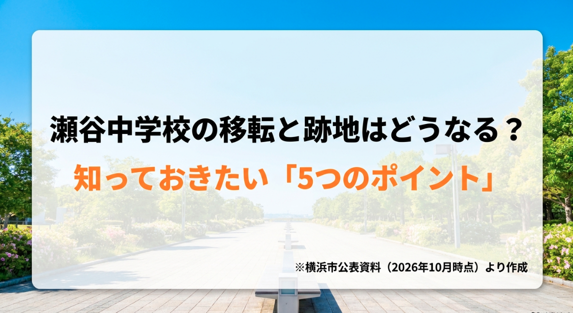 横浜市立瀬谷中学校の移転と跡地はどうなる？横浜市公表資料（2026年10月時点）をもとに知っておきたい5つのポイントを解説するタイトル画像